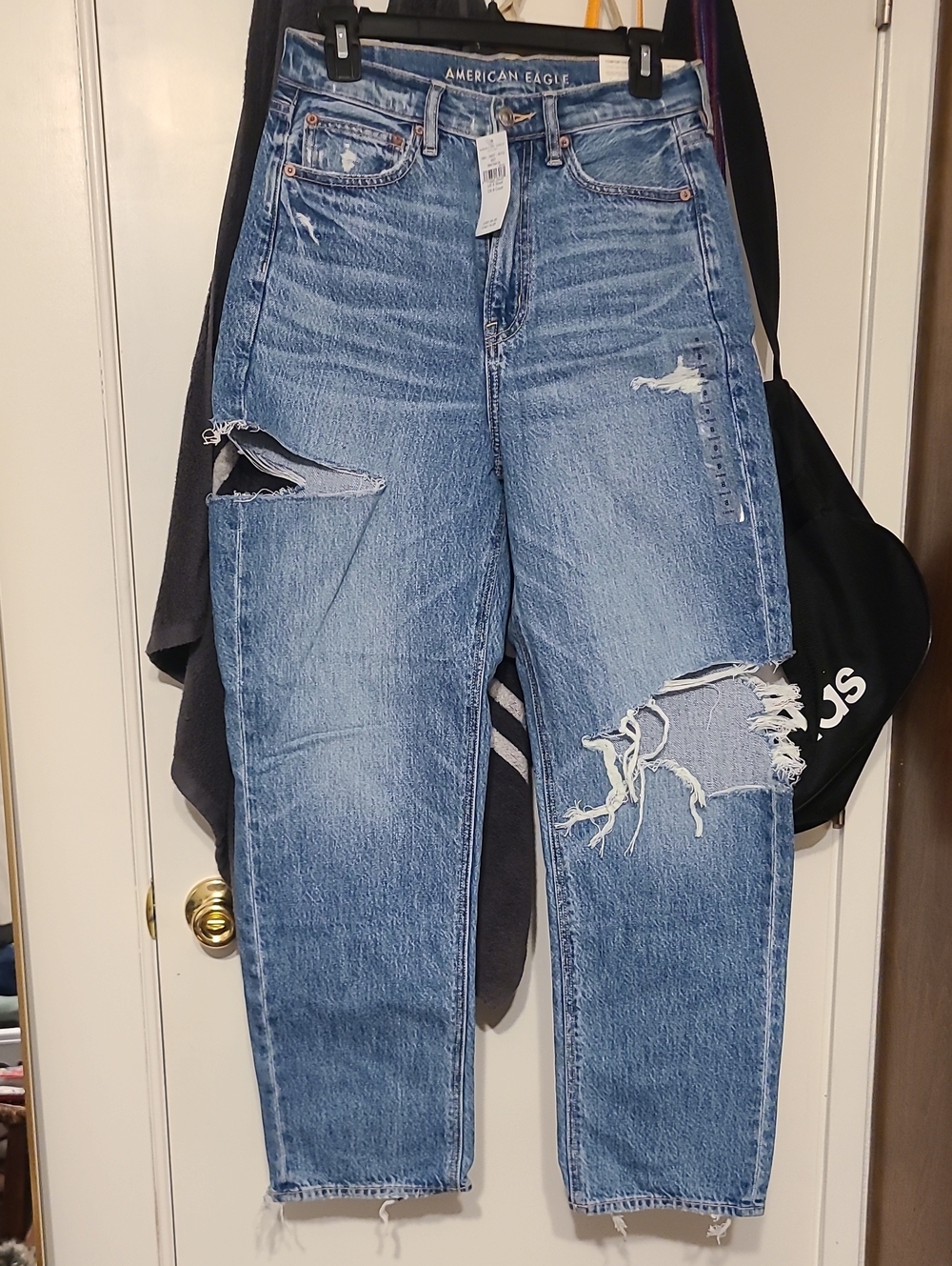 American Eagle Outfitters Distressed Medium Blue Boyfriend Jeans